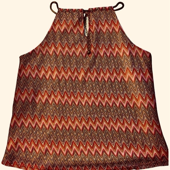 Rue 21 Woman’s Sleeveless High Halter Style Neckline Brown Woven Top XL - Picture 5 of 5